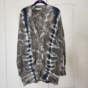NWT Women's Young Fabulous & Broke Indie Tie Dye Distressed Cardigan Sweater S/M